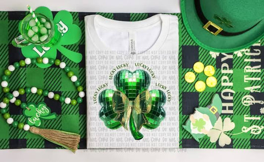 Disco Shamrock with bow PNG