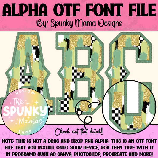 Green-Gold-Checkered Alpha OTF Font