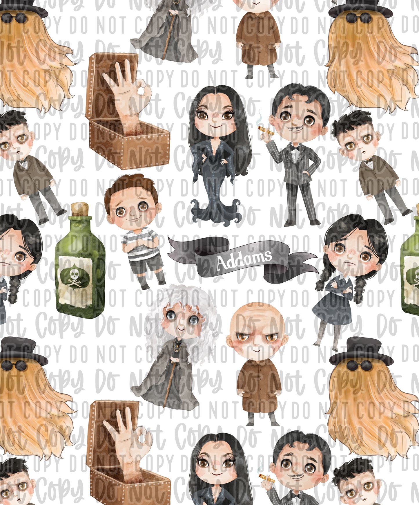 Addams Family Seamless Digital PNG