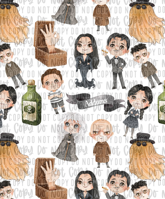 Addams Family Seamless Digital PNG